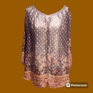 Plus size sheer boho top